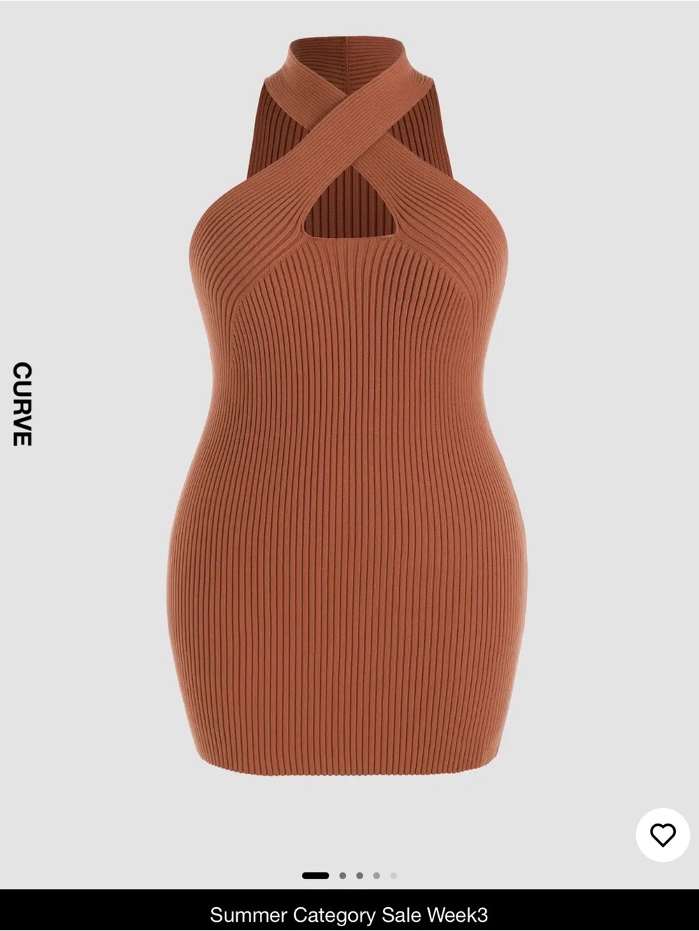 Cider Ribbed Cross-Neck Mini Dress in Rust - Picture 2 of 7